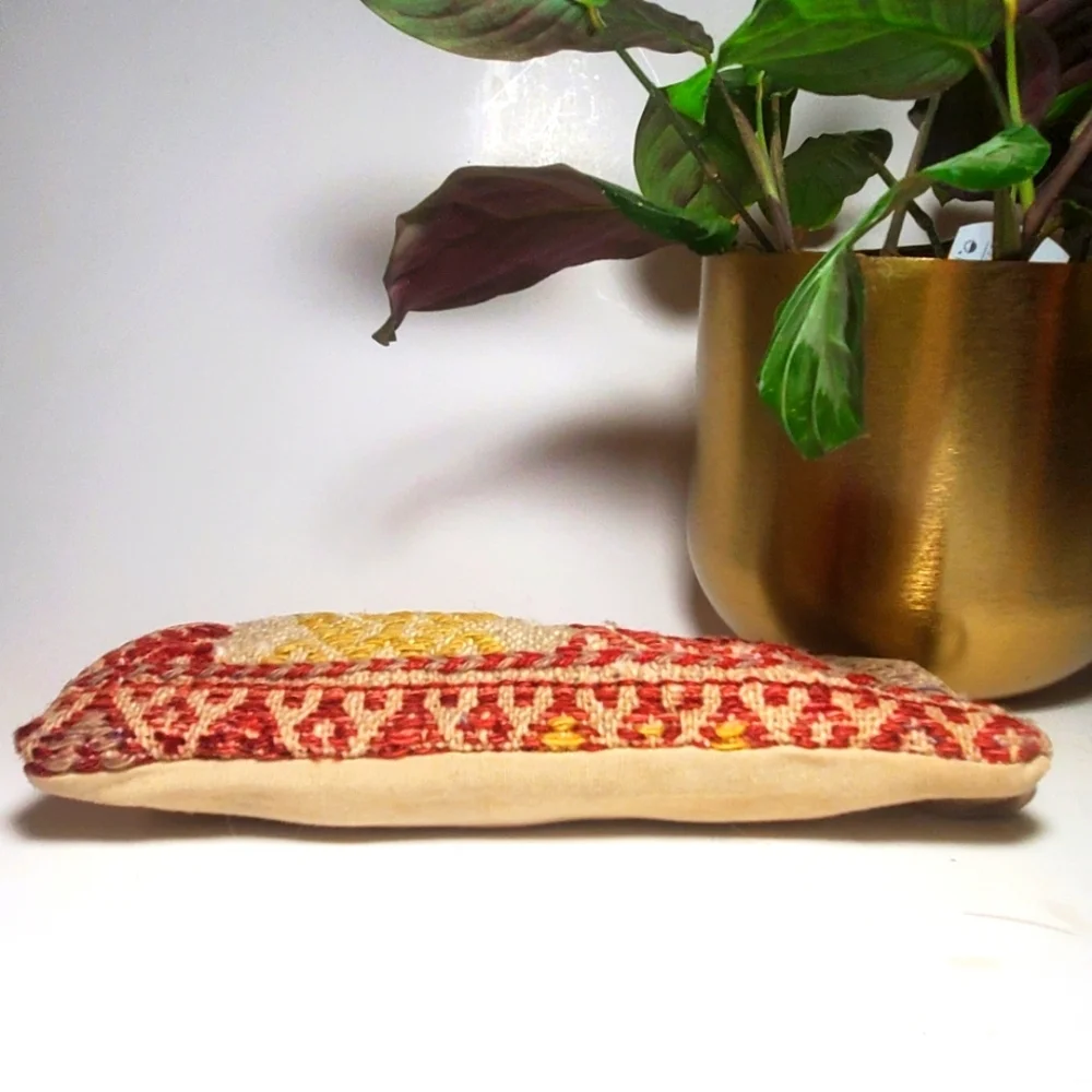 Artisan Handcrafted with a Woven Tribal Print Makeup Cosmetic Bag Zipper Closure